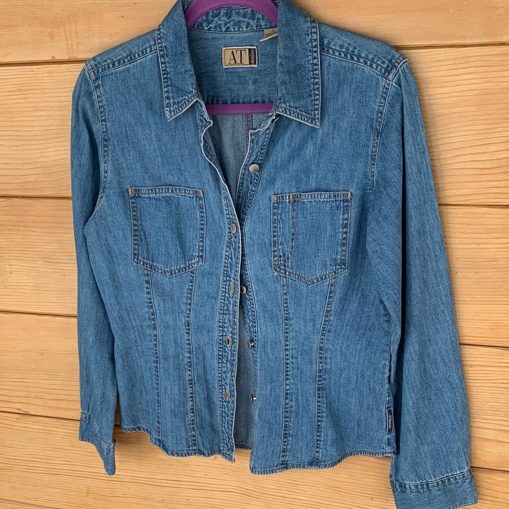 Ann Taylor “AT” tapered denim shirt